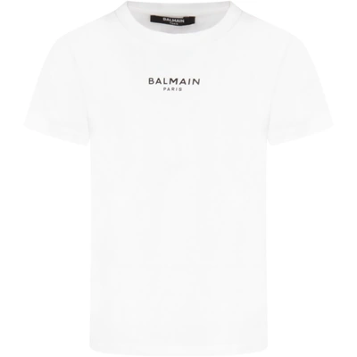 Shop Balmain White T-shirt With Logo For Boy