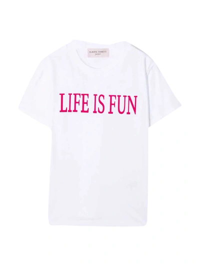 Alberta Ferretti Slogan Print T-shirt In Bianco