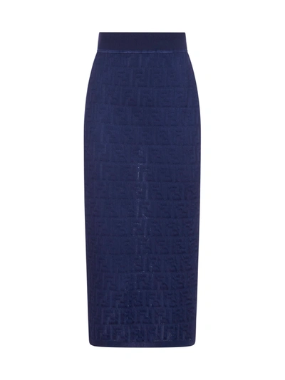 Shop Fendi Skirt In Blu Scuro