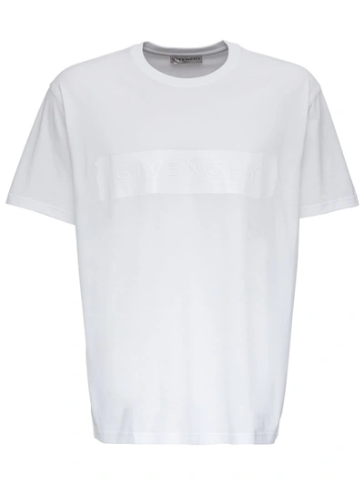 Shop Givenchy Jersey Tee With Latex Covered Logo In Bianco