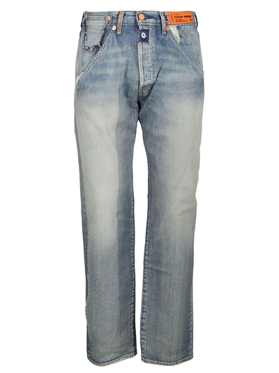 Shop Heron Preston Light Blue Cotton Levis Jeans