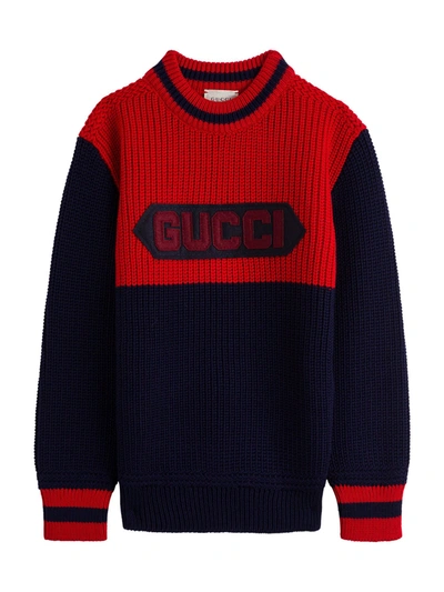 Shop Gucci Jumper With Patch In Blu