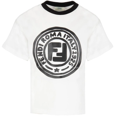 Shop Fendi White T-shirt For Kids With Double Ff In Gesso