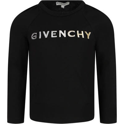 Shop Givenchy Black T-shirt For Kids With Logo In Nero