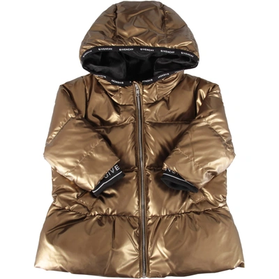 Shop Givenchy Bronze Jacket For Baby Girl With Logo In Oro
