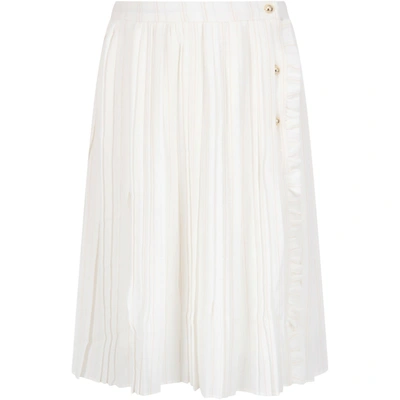 Shop Chloé White Skirt With Stripes For Girl In Oro