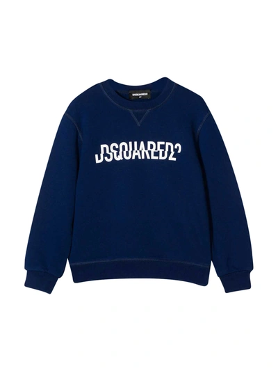 Shop Dsquared2 Blue Sweatshirt With Frontal Logo