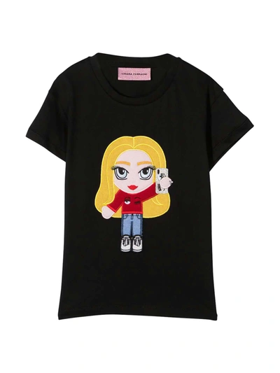 Shop Chiara Ferragni Black Cotton Doll Print T-shirt From