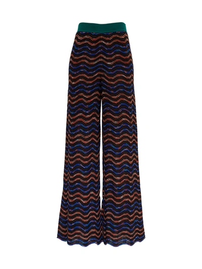 Shop M Missoni Multicolor Wool Blend Trousers In Blu