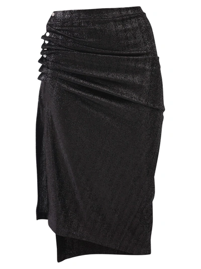 Shop Rabanne Ruched Skirt In Black
