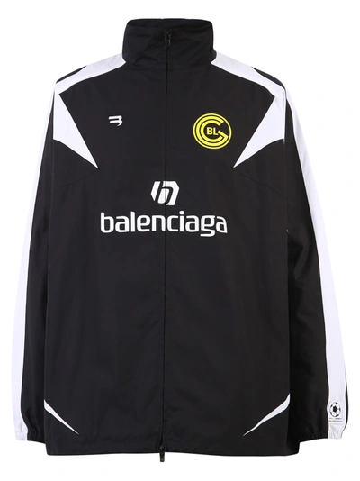 Shop Balenciaga Branded Jacket In Black