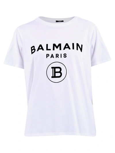 Shop Balmain Printed T-shirt In White