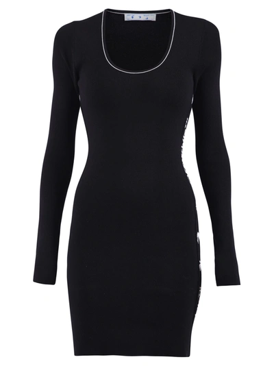 Off-white Logo-embellished Side Panelled Dress In Black