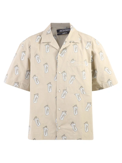 Shop Jacquemus Printed Shirt In Beige