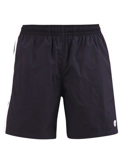 Shop Alexander Mcqueen Branded Swim Shorts In Black