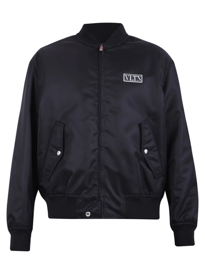 Shop Valentino Branded Bomber Jacket In Black
