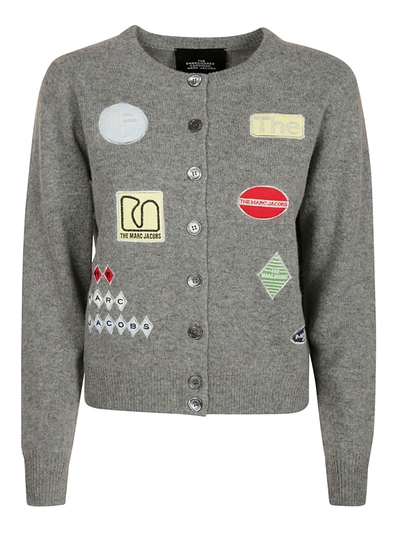 Shop Marc Jacobs Multi-patched Cardigan In Grey
