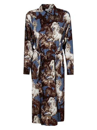 Shop Kenzo Midi Shirting Dress In Bleu