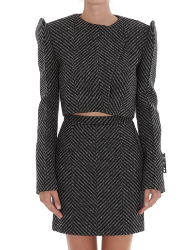 Off-white Exagerrated-shoulders Cropped Jacket In Black No Color