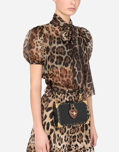Shop Dolce & Gabbana My Heart Bag In Mini Paglia Calfskin