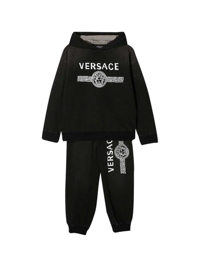 Shop Versace Black Sports Suit In Nero