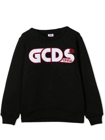 Shop Gcds Black Cotton Sweatshirt In Nero