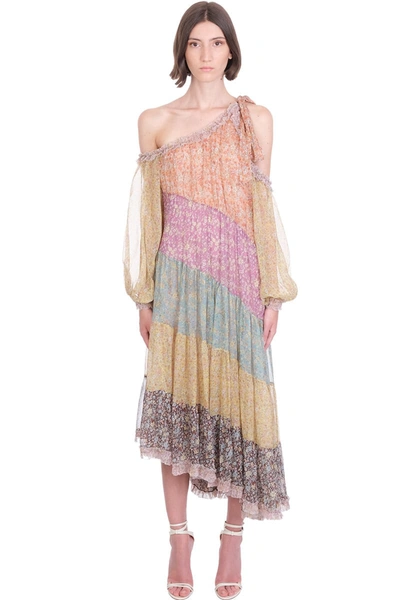 Shop Zimmermann Carnaby Frill Dress In Multicolor Silk