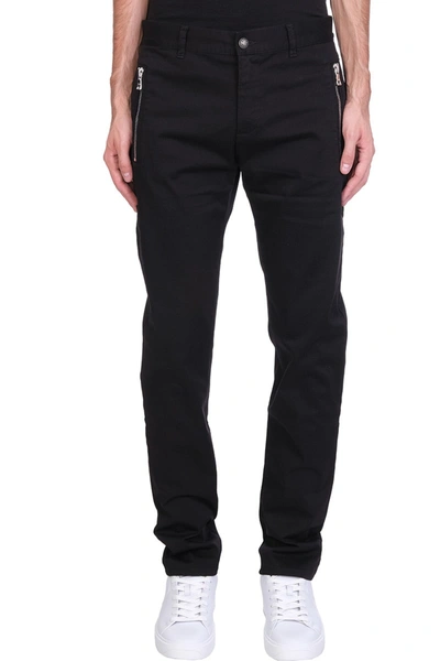 Shop Balmain Pants In Black Cotton
