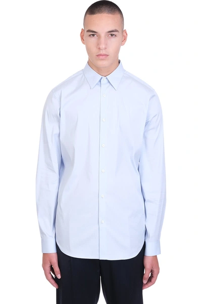 Shop Theory Sylvain Shirt In Cyan Cotton