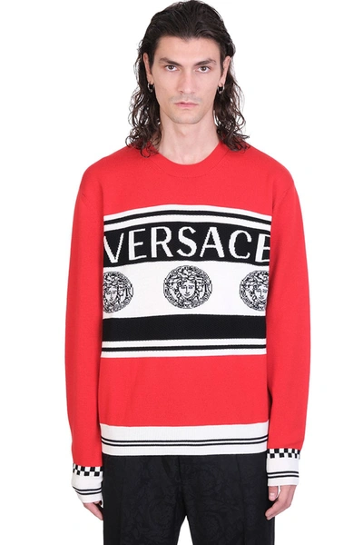 Shop Versace Knitwear In Red Wool