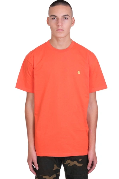 Shop Carhartt S-s Chase T-shirt In Orange Cotton
