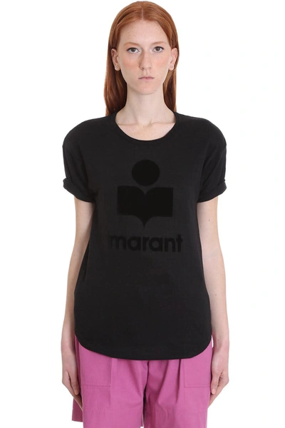 Shop Isabel Marant Étoile Koldi T-shirt In Black Cotton And Linen