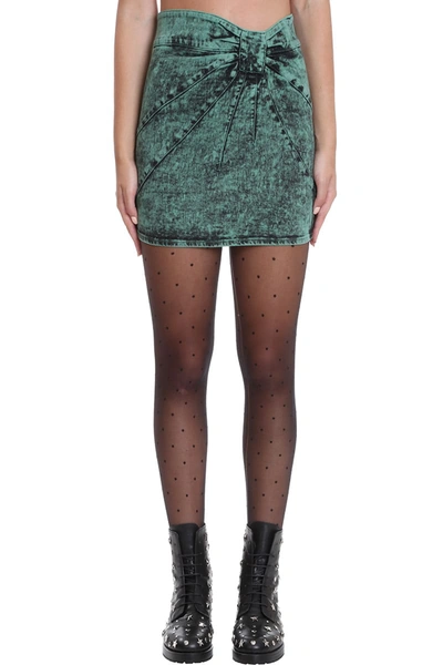 Shop Red Valentino Skirt In Green Denim