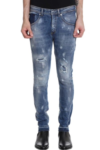 Shop Neil Barrett Jeans In Cyan Denim