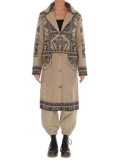 Shop Etro Cardigan Coat In Beige