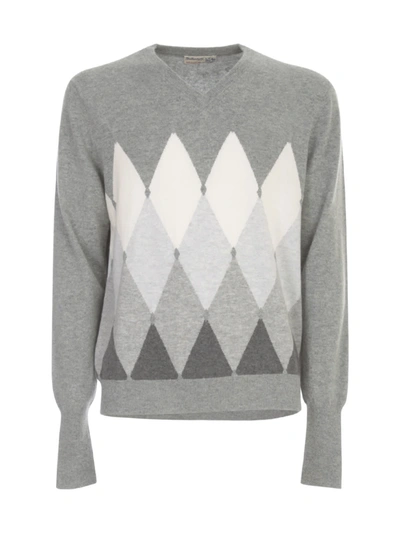 Shop Ballantyne Lozenges Sweater  In Grey