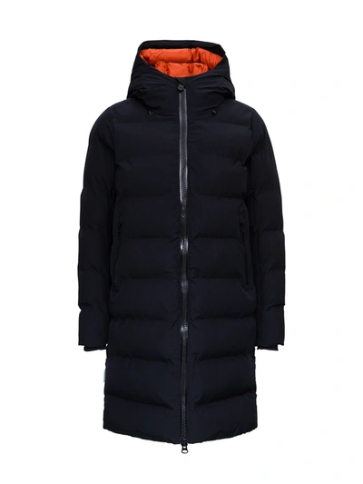 Shop Save The Duck Long And Hooded Down Jacket With Ecological Padding