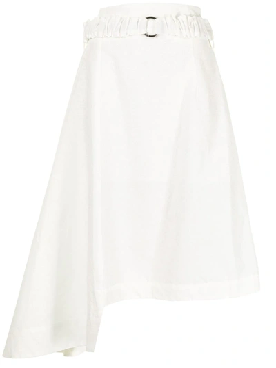 Shop Eudon Choi Asymmetric-hem Belted-waist Skirt In White