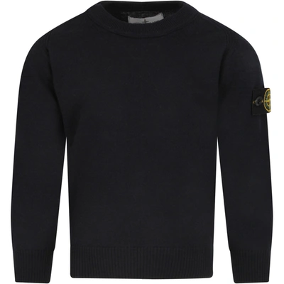 Shop Stone Island Junior Blue Sweater For Boy With Iconic Patch