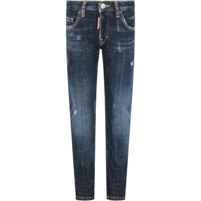 Shop Dsquared2 Blue Skater Jeans For Boy In Blu Denim