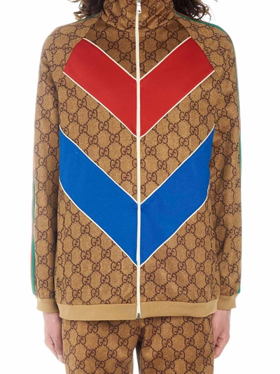 Shop Gucci Sweatshirt In Vintage Camel Multic
