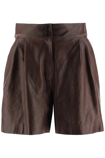 Shop Dolce & Gabbana Leather Short Pants In Testa Di Moro