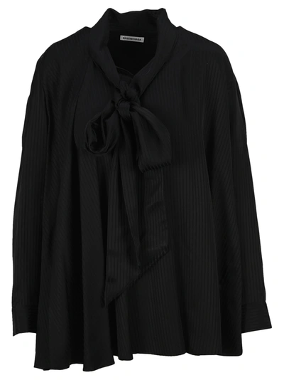 Shop Balenciaga Bow Shirt In Black