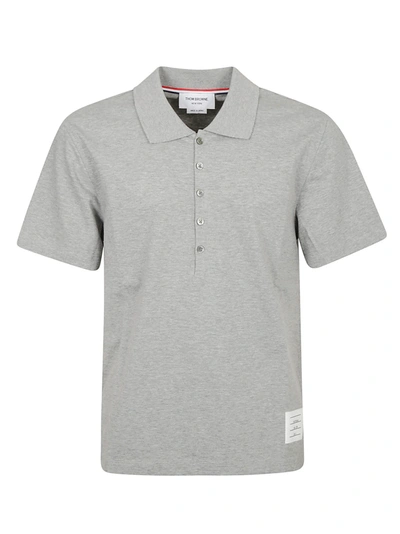 Shop Thom Browne Relaxed Fit Polo Shirt In Light Grey