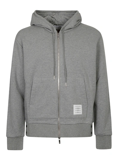 Shop Thom Browne Hoodie Zip-up Pullover In Light Grey