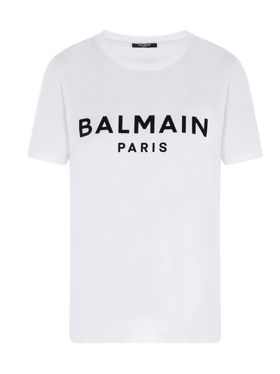 Shop Balmain Tshirt In Black & White