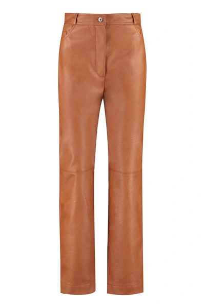 Shop Stella Mccartney Faux Leather Trousers In Saddle Brown