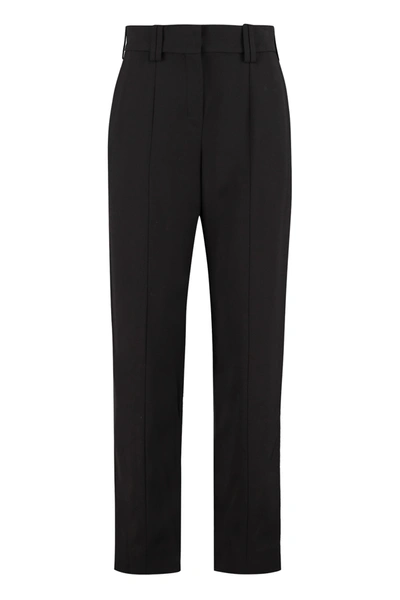 Shop Balmain High-waist Tapered-fit Trousers In Black