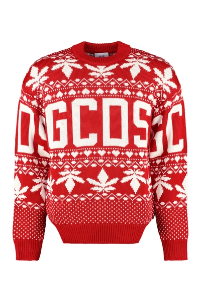 Gcds Logo Embroidered Jumper In Red