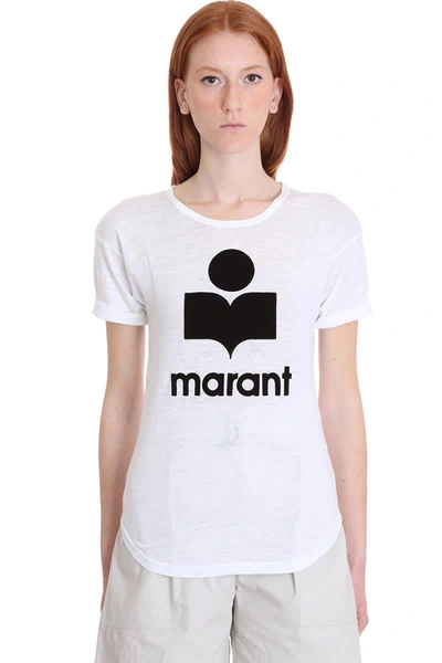 Shop Isabel Marant Étoile Koldi White Linen And Cotton T-shirt